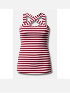 Retro Chic By Torrid Cross-Back Striped Tank Top in Red/White Rockabilly Pinup